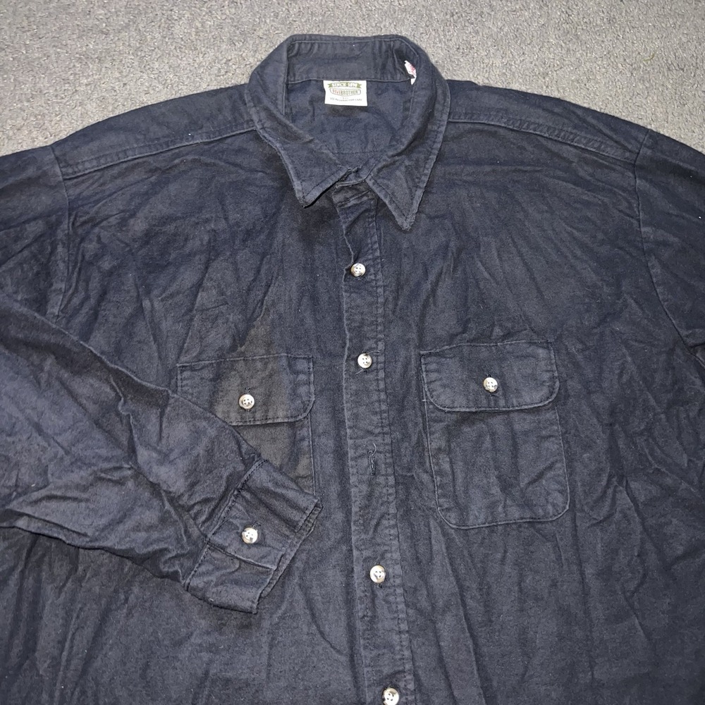 Vintage Five Brother Chamois Cloth Work Shirt Mens 3XL Black USA Made Flannel
